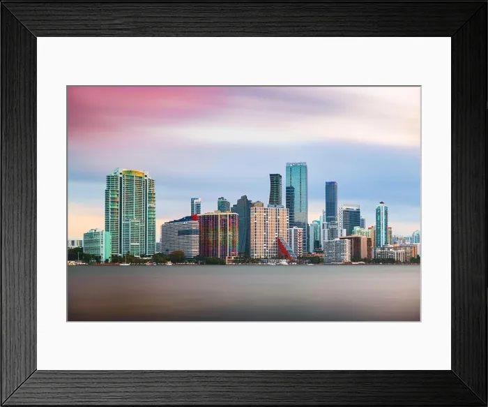 Framed Print : Miami, Florida, USA downtown city skyline on Biscayne Bay at twilight Framed Print : Miami, Florida, USA downtown city skyline on Biscayne Bay at twilight