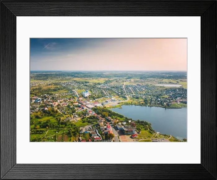 Framed Print : Braslav, Braslaw District, Vitebsk Voblast, Belarus. Aerial View Of Town. Famous Lakes Framed Print : Braslav, Braslaw District, Vitebsk Voblast, Belarus. Aerial View Of Town. Famous Lakes