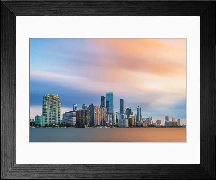 Framed Print : Miami, Florida, USA downtown city skyline on Biscayne Bay at twilight Framed Print : Miami, Florida, USA downtown city skyline on Biscayne Bay at twilight