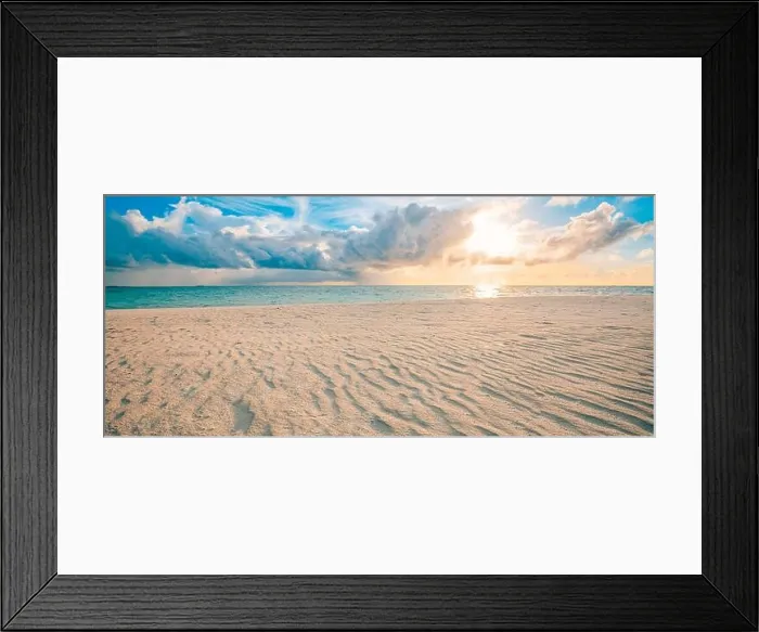 Framed Print : Closeup sea sand beach. Panoramic beach landscape. Inspire tropical beach seascape horizon. Orange and golden sunset sky calmness tranquil relaxing Framed Print : Closeup sea sand beach. Panoramic beach landscape. Inspire tropical beach seascape horizon. Orange and golden sunset sky calmness tranquil relaxing