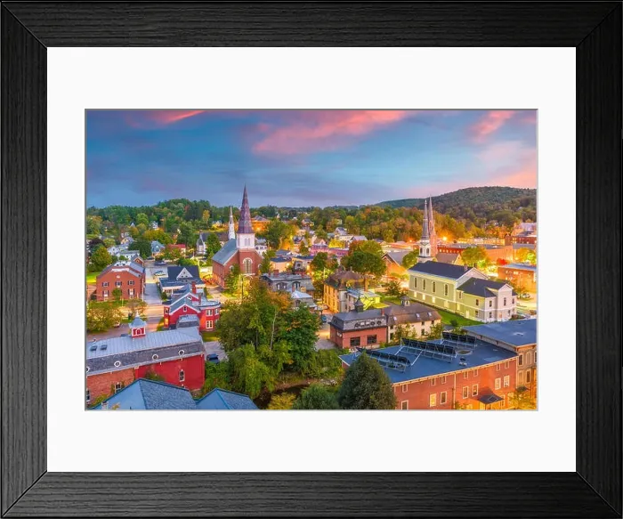 Framed Print : Montpelier, Vermont, USA town skyline at twilight Framed Print : Montpelier, Vermont, USA town skyline at twilight