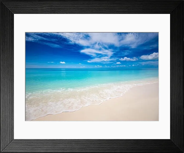 Framed Print : Sea wave on white sand beach sunny day. Stunning summer mood travel trip adventure view. Shore, coast landscape, beach scenery Framed Print : Sea wave on white sand beach sunny day. Stunning summer mood travel trip adventure view. Shore, coast landscape, beach scenery