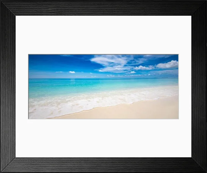 Framed Print : Sea wave on white sand beach sunny day. Stunning summer mood travel trip adventure view. Shore, coast landscape, beach scenery Framed Print : Sea wave on white sand beach sunny day. Stunning summer mood travel trip adventure view. Shore, coast landscape, beach scenery