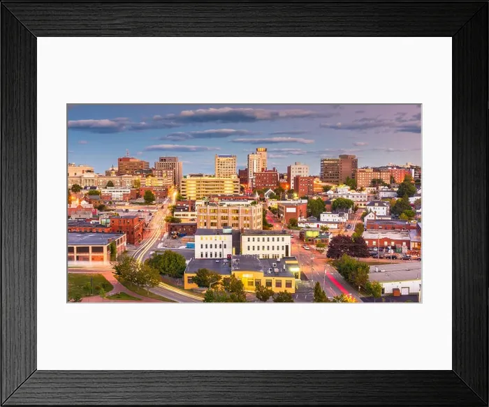 Framed Print : Portland, Maine, USA downtown city skyline at dusk Framed Print : Portland, Maine, USA downtown city skyline at dusk