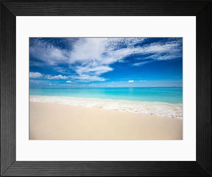 Framed Print : Sea wave on white sand beach sunny day. Stunning summer mood travel trip adventure view. Shore, coast landscape, beach scenery Framed Print : Sea wave on white sand beach sunny day. Stunning summer mood travel trip adventure view. Shore, coast landscape, beach scenery