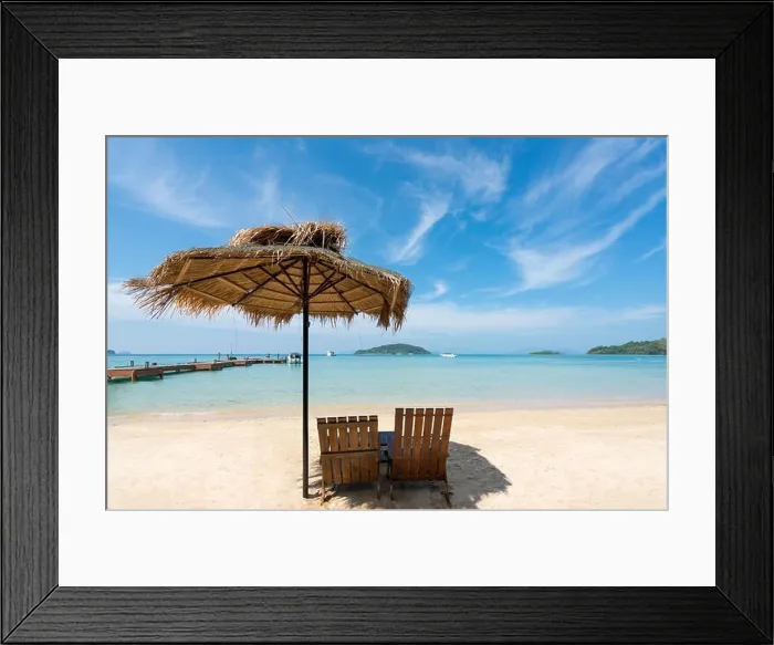 Framed Print : Beach Chairs and Umbrella on summer island in Phuket, Thailand. Summer, Travel, Vacation and Holiday concept Framed Print : Beach Chairs and Umbrella on summer island in Phuket, Thailand. Summer, Travel, Vacation and Holiday concept