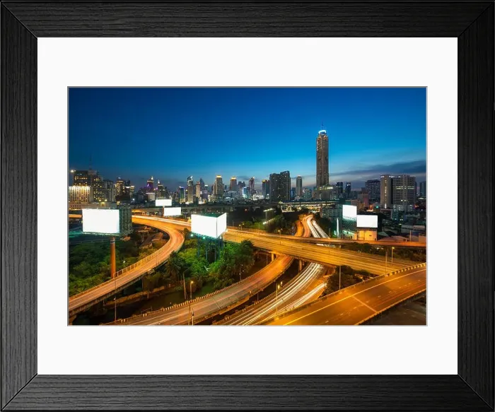 Framed Print : Panoramic Bangkok city building modern business district with expressway in downtown at twilight in Bangkok, Thailand Framed Print : Panoramic Bangkok city building modern business district with expressway in downtown at twilight in Bangkok, Thailand