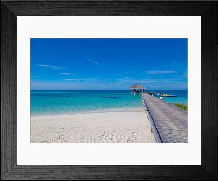 Framed Print : Maldives island beach. Tropical landscape of summer scenery, sea sand sky over jetty pier. Luxury travel vacation destination. Exotic beach landscape Framed Print : Maldives island beach. Tropical landscape of summer scenery, sea sand sky over jetty pier. Luxury travel vacation destination. Exotic beach landscape