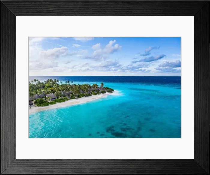 Framed Print : Aerial photo of beautiful paradise tropical beach on island. Summer travel vacation concept. Aerial drone view of beach palm trees with turquoise sea Framed Print : Aerial photo of beautiful paradise tropical beach on island. Summer travel vacation concept. Aerial drone view of beach palm trees with turquoise sea