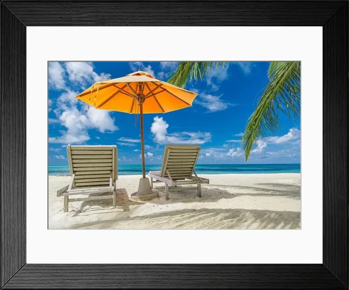 Framed Print : Beautiful tropical beach banner. White sand and coco palms travel tourism wide panorama background concept. Amazing beach landscape. Boost up colors Framed Print : Beautiful tropical beach banner. White sand and coco palms travel tourism wide panorama background concept. Amazing beach landscape. Boost up colors