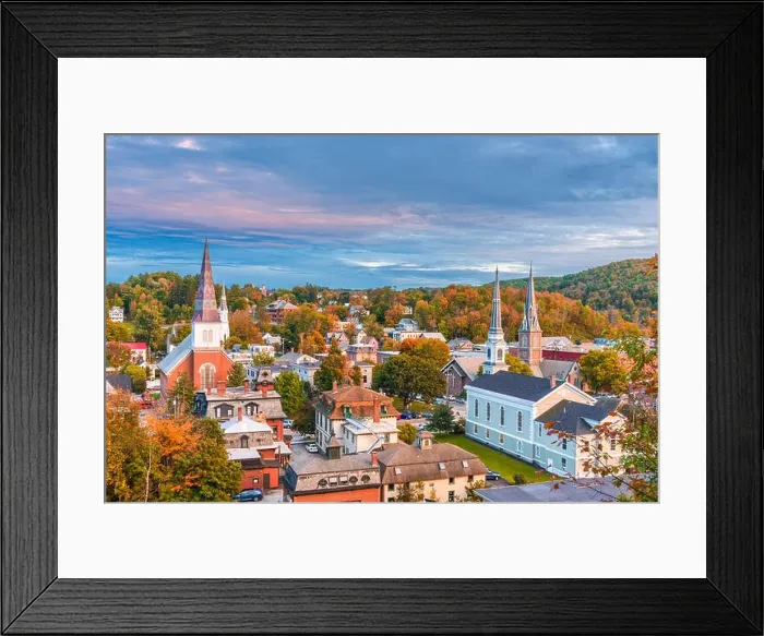 Framed Print : Montpelier, Vermont, USA town skyline at twilight Framed Print : Montpelier, Vermont, USA town skyline at twilight
