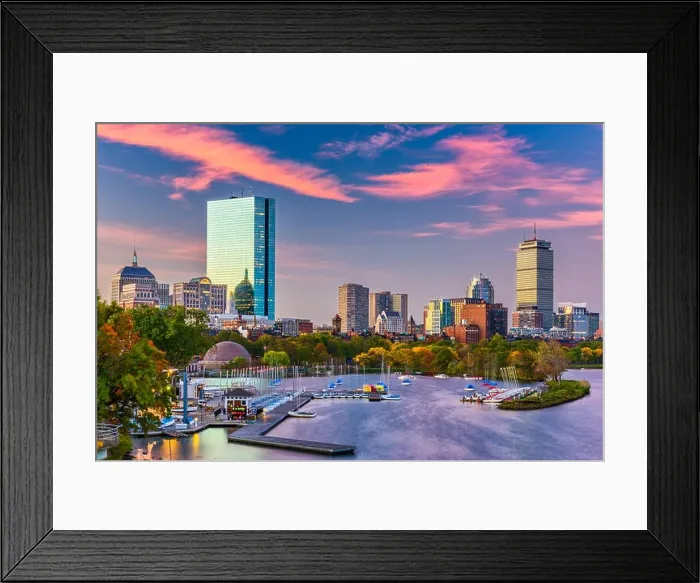 Framed Print : Boston, Massachusetts, USA downtown skyline on the Charles River in the morning Framed Print : Boston, Massachusetts, USA downtown skyline on the Charles River in the morning
