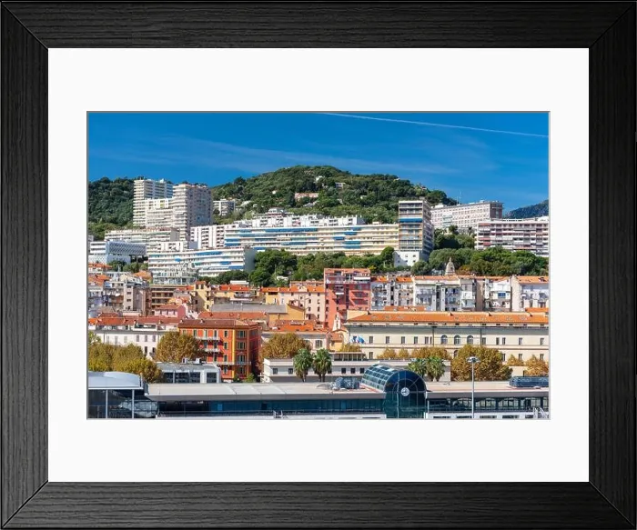 Framed Print : Corsica, France coastal resorts skyline on the Mediterranean Framed Print : Corsica, France coastal resorts skyline on the Mediterranean