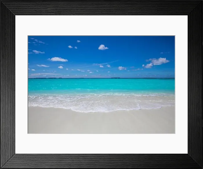 Framed Print : Sea sand sky concept, clouds, horizontal background banner. Inspirational nature landscape, beautiful colors, wonderful scenery summer vacation vibes Framed Print : Sea sand sky concept, clouds, horizontal background banner. Inspirational nature landscape, beautiful colors, wonderful scenery summer vacation vibes