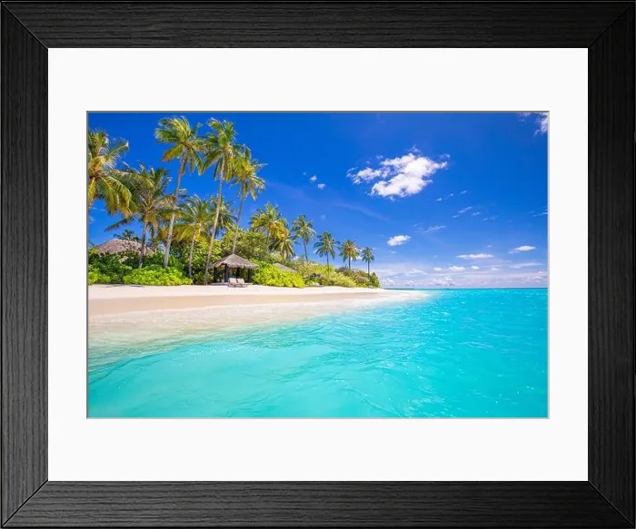 Framed Print : Beautiful tropical beach banner. White sand and coco palms travel tourism panorama. Amazing inspire beach landscape. Luxury island vacation holiday Framed Print : Beautiful tropical beach banner. White sand and coco palms travel tourism panorama. Amazing inspire beach landscape. Luxury island vacation holiday