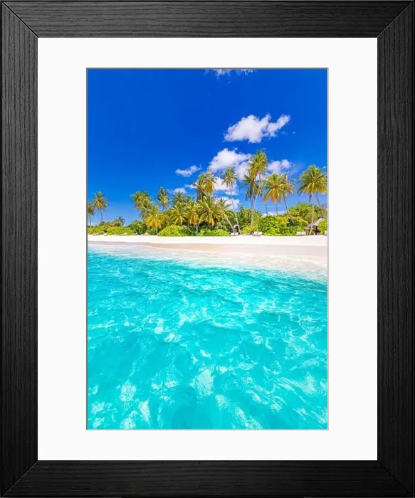 Framed Print : Beautiful tropical beach banner. White sand and coco palms travel tourism panorama. Amazing inspire beach landscape. Luxury island vacation holiday Framed Print : Beautiful tropical beach banner. White sand and coco palms travel tourism panorama. Amazing inspire beach landscape. Luxury island vacation holiday