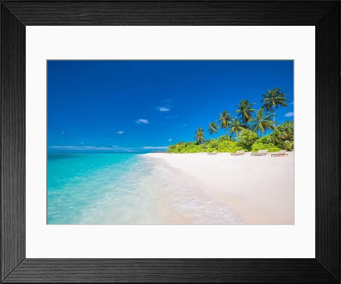 Framed Print : Beautiful tropical beach banner. White sand and coco palms travel tourism panorama. Amazing inspire beach landscape. Luxury island vacation holiday Framed Print : Beautiful tropical beach banner. White sand and coco palms travel tourism panorama. Amazing inspire beach landscape. Luxury island vacation holiday