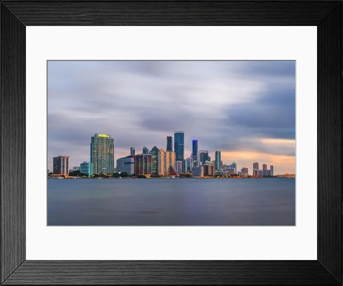 Framed Print : Miami, Florida, USA downtown skyline from across the Biscayne Bay at twilight Framed Print : Miami, Florida, USA downtown skyline from across the Biscayne Bay at twilight
