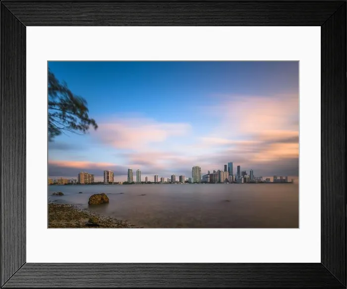 Framed Print : Miami, Florida, USA downtown skyline from across the Biscayne Bay at twilight Framed Print : Miami, Florida, USA downtown skyline from across the Biscayne Bay at twilight