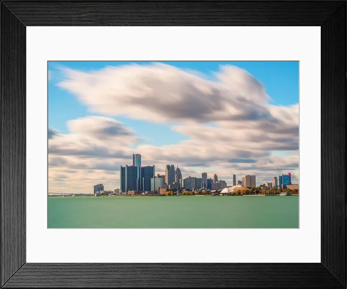 Framed Print : Detroit, Michigan, USA downtown city skyline on the Detroit River Framed Print : Detroit, Michigan, USA downtown city skyline on the Detroit River