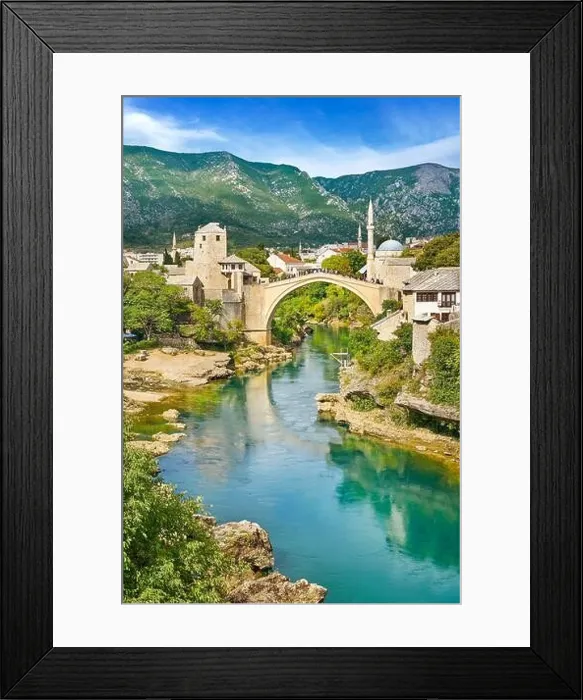 Framed Print : Stari Most or Old Bridge, Neretva River, Mostar, Bosnia and Herzegovina Framed Print : Stari Most or Old Bridge, Neretva River, Mostar, Bosnia and Herzegovina