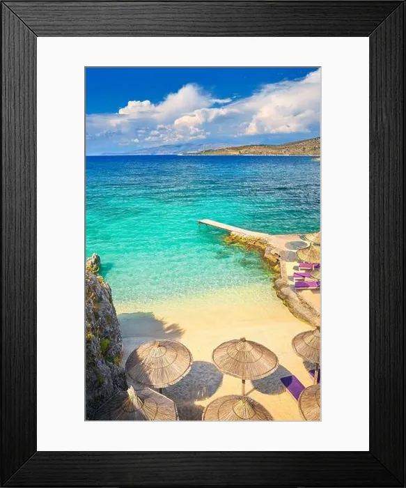 Framed Print : Ksamil Beach, Albanian Riviera, Albania Framed Print : Ksamil Beach, Albanian Riviera, Albania