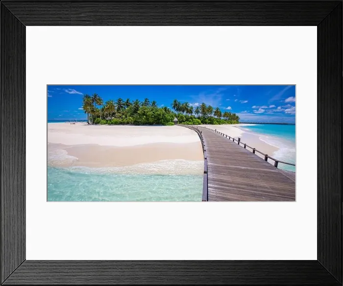 Framed Print : Maldives island beach. Tropical landscape of summer scenery, white sand with palm trees. Luxury travel vacation destination. Exotic beach landscape Framed Print : Maldives island beach. Tropical landscape of summer scenery, white sand with palm trees. Luxury travel vacation destination. Exotic beach landscape
