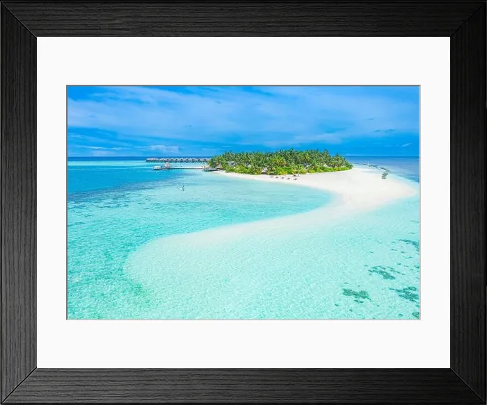 Framed Print : Maldives paradise scenery. Tropical aerial landscape, seascape, water villas amazing sea and lagoon beach tropical nature. Exotic vacation destination Framed Print : Maldives paradise scenery. Tropical aerial landscape, seascape, water villas amazing sea and lagoon beach tropical nature. Exotic vacation destination
