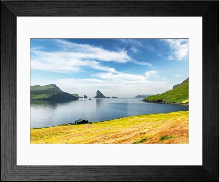 Framed Print : Breathtaking view on Drangarnir and Tindholmur sea stacks in Atlantic ocean, Faroe Islands. Landscape photography Framed Print : Breathtaking view on Drangarnir and Tindholmur sea stacks in Atlantic ocean, Faroe Islands. Landscape photography