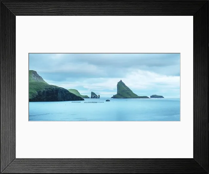 Framed Print : Dramatic panoramical view on Drangarnir and Tindholmur sea stacks in Atlantic ocean, Faroe Islands. Landscape photography Framed Print : Dramatic panoramical view on Drangarnir and Tindholmur sea stacks in Atlantic ocean, Faroe Islands. Landscape photography