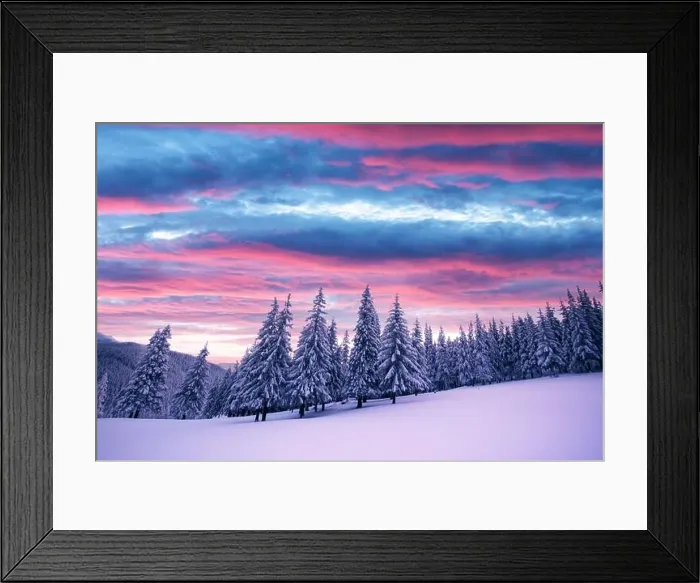 Framed Print : Fantastic winter landscape in snowy mountains glowing by morning sunlight. Dramatic wintry scene with frozen snowy trees at sunrise Framed Print : Fantastic winter landscape in snowy mountains glowing by morning sunlight. Dramatic wintry scene with frozen snowy trees at sunrise