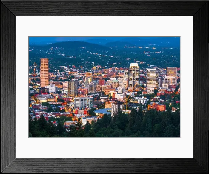 Framed Print : Portland, Oregon, USA downtown cityscape at twilight Framed Print : Portland, Oregon, USA downtown cityscape at twilight