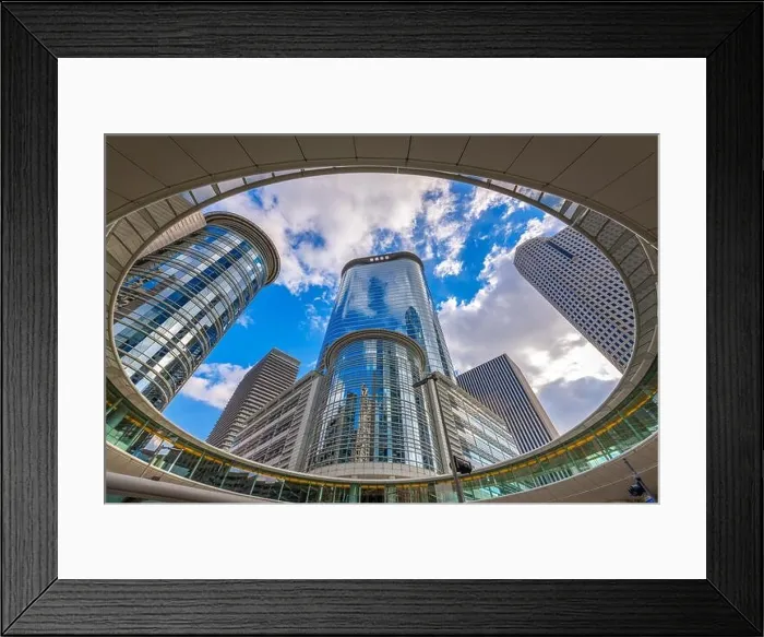 Framed Print : Houston, Texas, USA downtown cityscape and circle in the afternoon Framed Print : Houston, Texas, USA downtown cityscape and circle in the afternoon