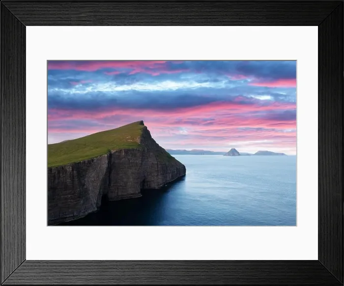 Framed Print : Incredible view on Vagar island in sunset time, Faroe Islands, Denmark. Landscape photography Framed Print : Incredible view on Vagar island in sunset time, Faroe Islands, Denmark. Landscape photography