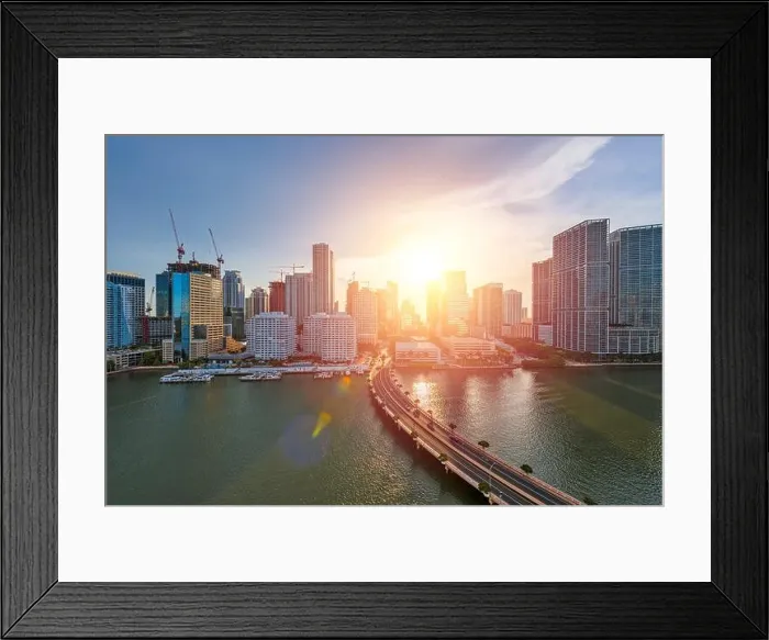 Framed Print : Miami, Florida, USA skyline over Biscayne Bay at dusk Framed Print : Miami, Florida, USA skyline over Biscayne Bay at dusk