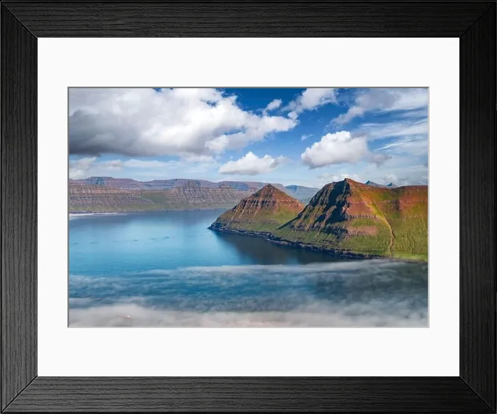 Framed Print : Incredible view of Faroe islands, glowing by sunset light. Landscape photography Framed Print : Incredible view of Faroe islands, glowing by sunset light. Landscape photography