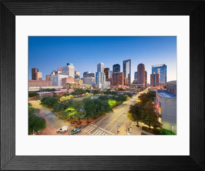 Framed Print : Houston, Texas, USA downtown park skyline at twilight Framed Print : Houston, Texas, USA downtown park skyline at twilight
