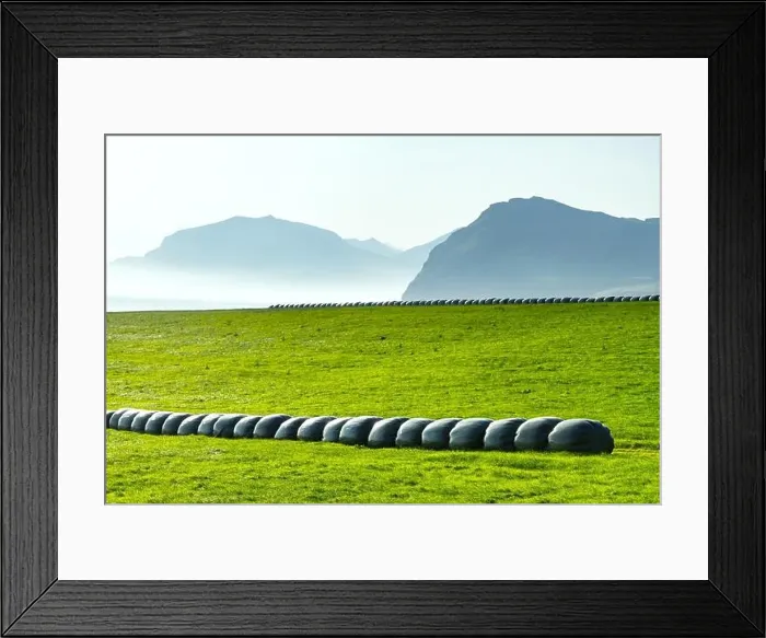 Framed Print : Rural scene with farm field and hay stacks on the Faroe Islands Framed Print : Rural scene with farm field and hay stacks on the Faroe Islands