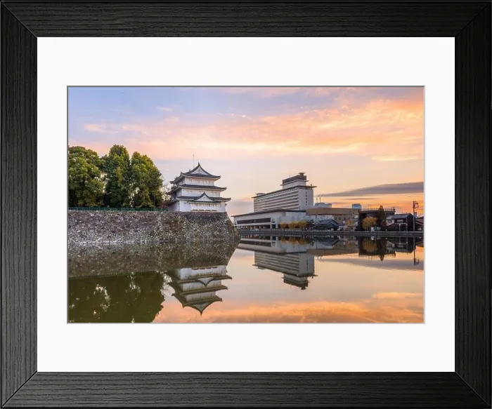 Framed Print : Nagoya, Japan castle moat at twilight Framed Print : Nagoya, Japan castle moat at twilight