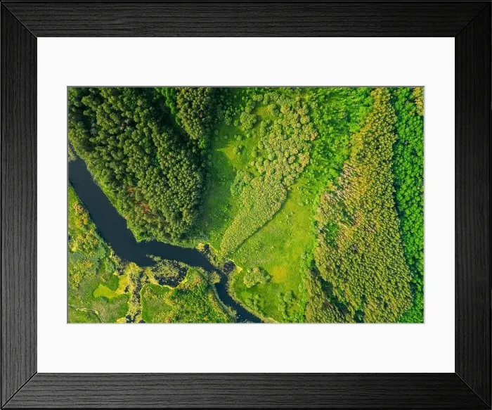 Framed Print : Aerial View Of Summer River Landscape In Sunny Summer Day. Top View Of Beautiful European Nature From High Attitude In Summer Season Framed Print : Aerial View Of Summer River Landscape In Sunny Summer Day. Top View Of Beautiful European Nature From High Attitude In Summer Season