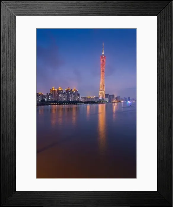 Framed Print : Guangzhou, China skyline on the Pearl River at dusk Framed Print : Guangzhou, China skyline on the Pearl River at dusk