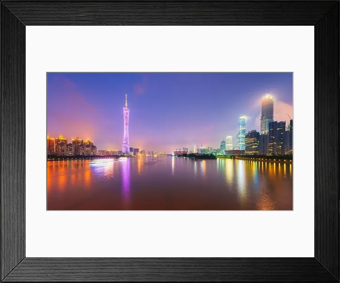 Framed Print : Guangzhou, China skyline on the Pearl River at dusk Framed Print : Guangzhou, China skyline on the Pearl River at dusk