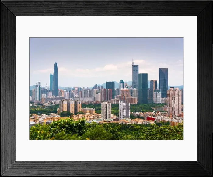 Framed Print : Shenzhen, China downtown city skyline