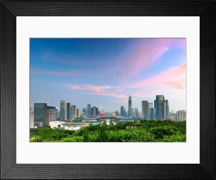 Framed Print : Shenzhen, China city skyline in the civic center district at twilight Framed Print : Shenzhen, China city skyline in the civic center district at twilight