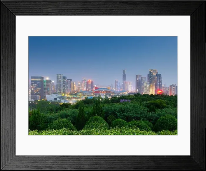 Framed Print : Shenzhen, China city skyline in the civic center district at twilight Framed Print : Shenzhen, China city skyline in the civic center district at twilight