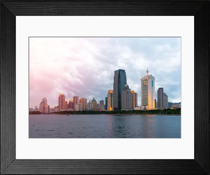 Framed Print : Xiamen, China skyline on Yundang Lake at twilight Framed Print : Xiamen, China skyline on Yundang Lake at twilight