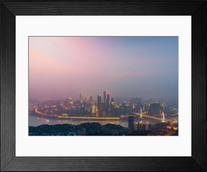 Framed Print : Chongqing, China downtown city skyline over the Yangtze River at sunset Framed Print : Chongqing, China downtown city skyline over the Yangtze River at sunset