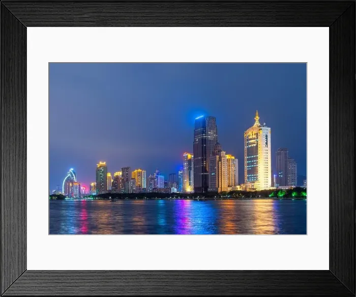 Framed Print : Xiamen, China skyline on Yundang Lake at twilight Framed Print : Xiamen, China skyline on Yundang Lake at twilight