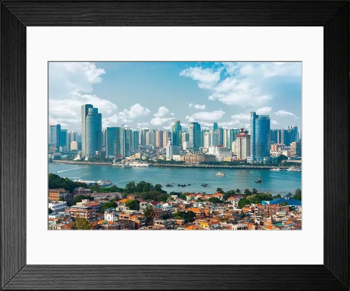 Framed Print : Xiamen, China city skyline from Gulangyu Island in the afternoon Framed Print : Xiamen, China city skyline from Gulangyu Island in the afternoon