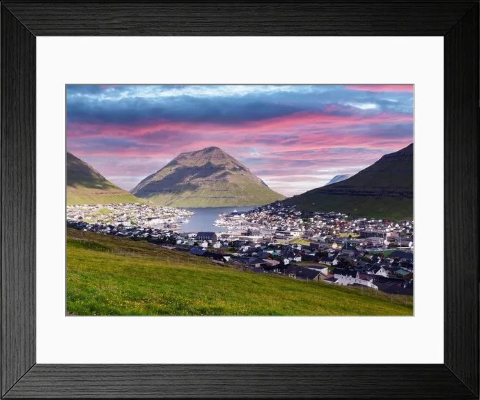 Framed Print : Breathtaking cityscape of Klaksvik town Framed Print : Breathtaking cityscape of Klaksvik town